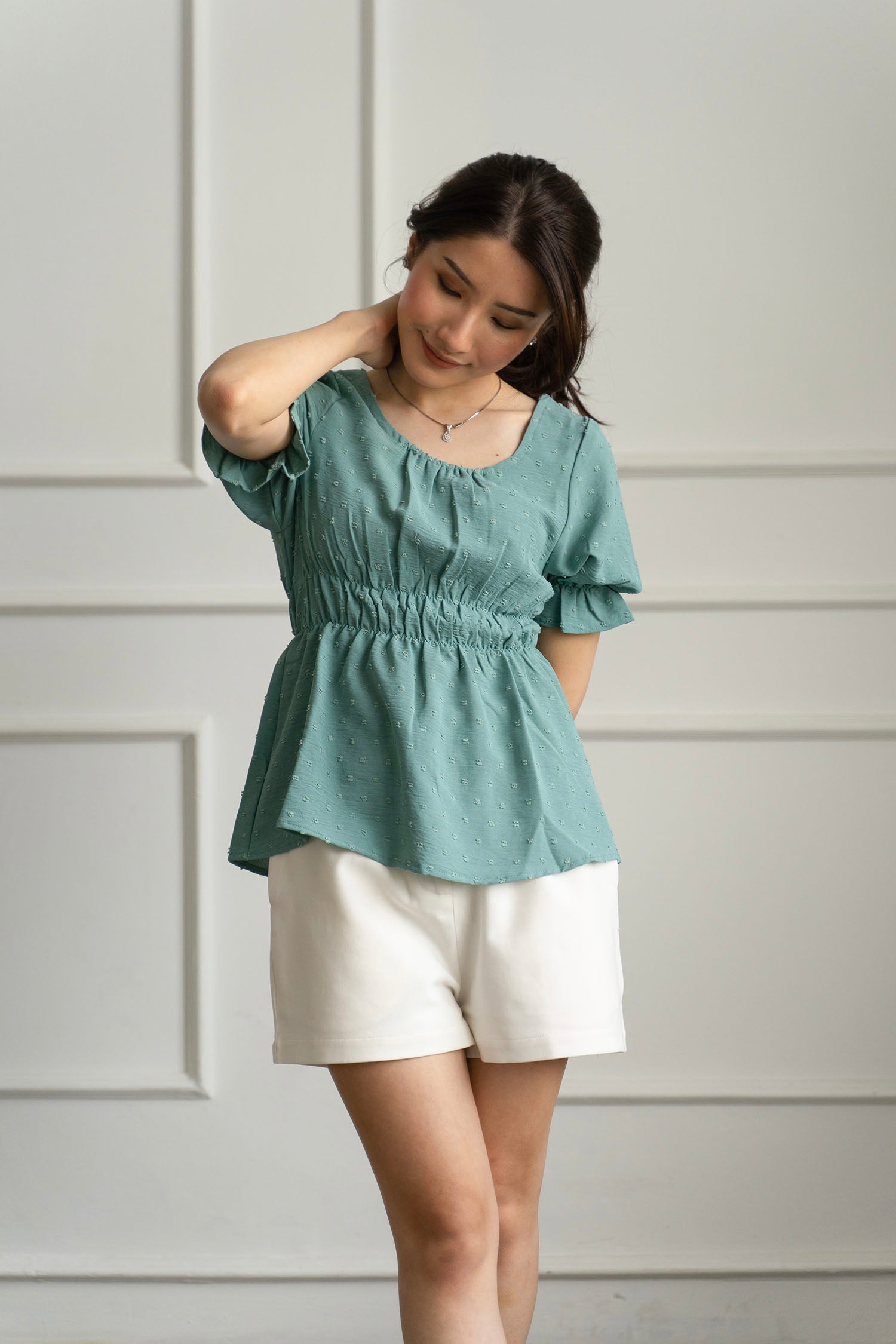 Ophelia Balloon Sleeves Top in Tiffany Blue – Avore